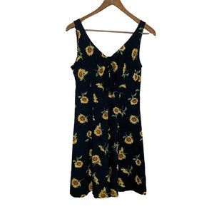 I.N. San Francisco Sundress Sunflower Mini Dress Tie Front Sleeveless Size 7